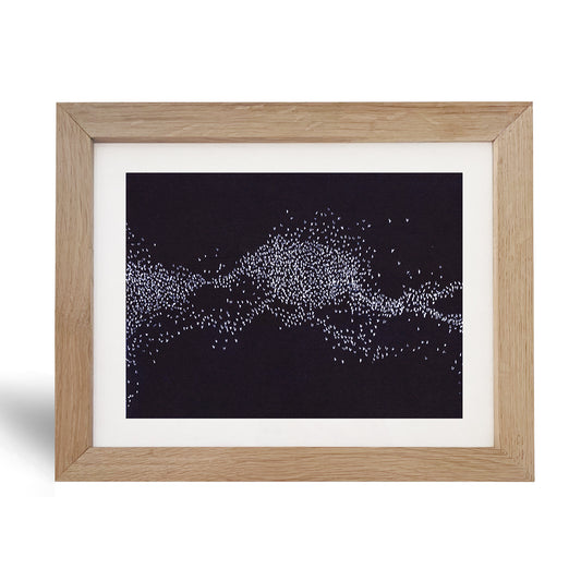 'Spreeuwendans'- Linodruk in massief eiken kader